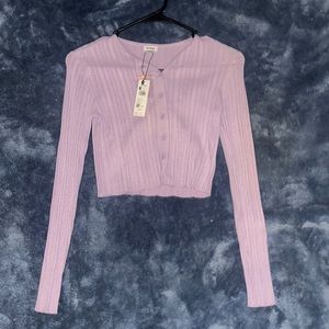 Long sleeve button up cropped T